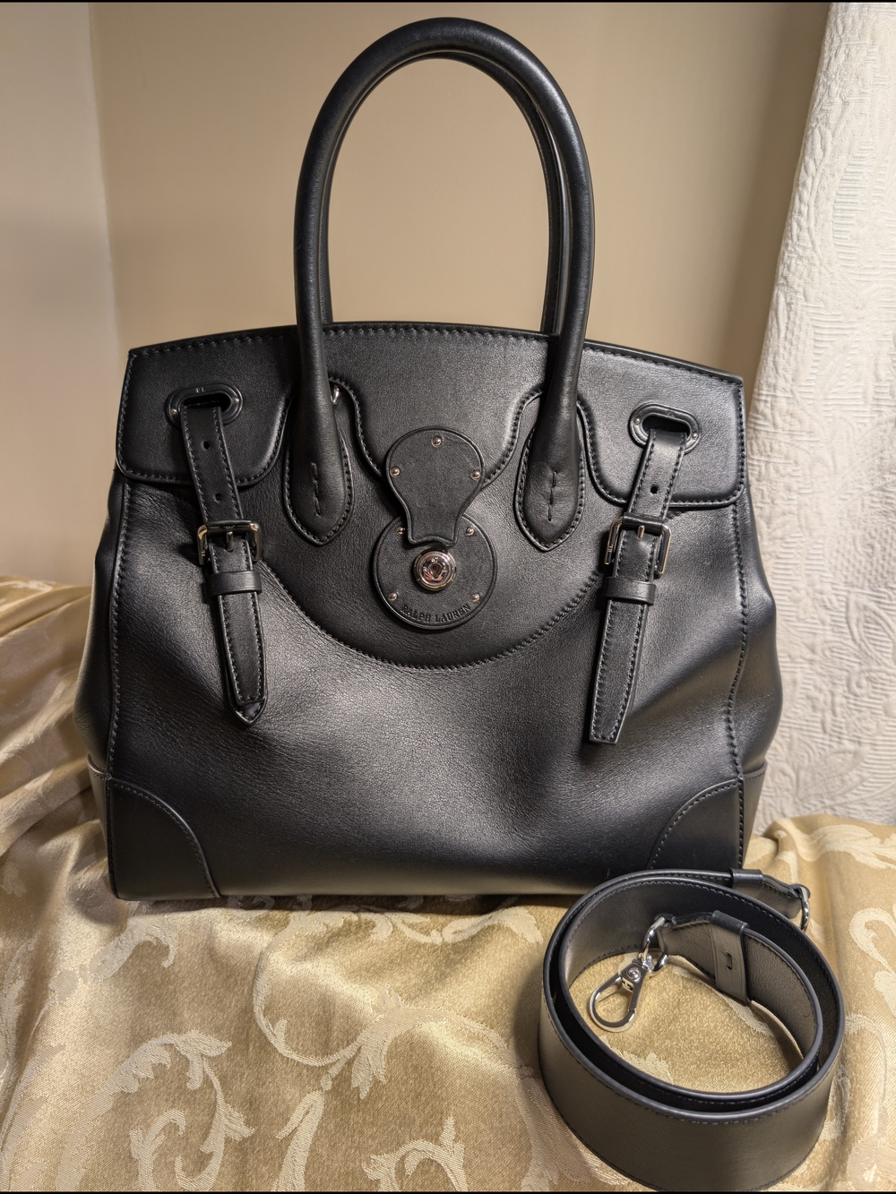 Ralph Lauren Black Soft Ricky 33 Calfskin Bag